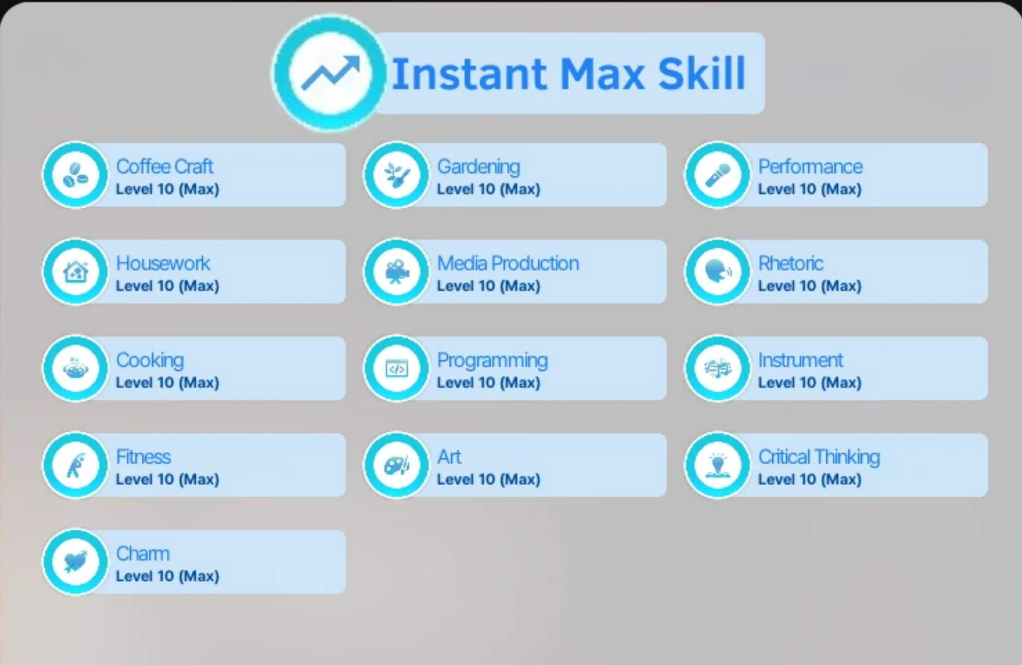 Instant Max Skill (From 0 to 10) v1.0