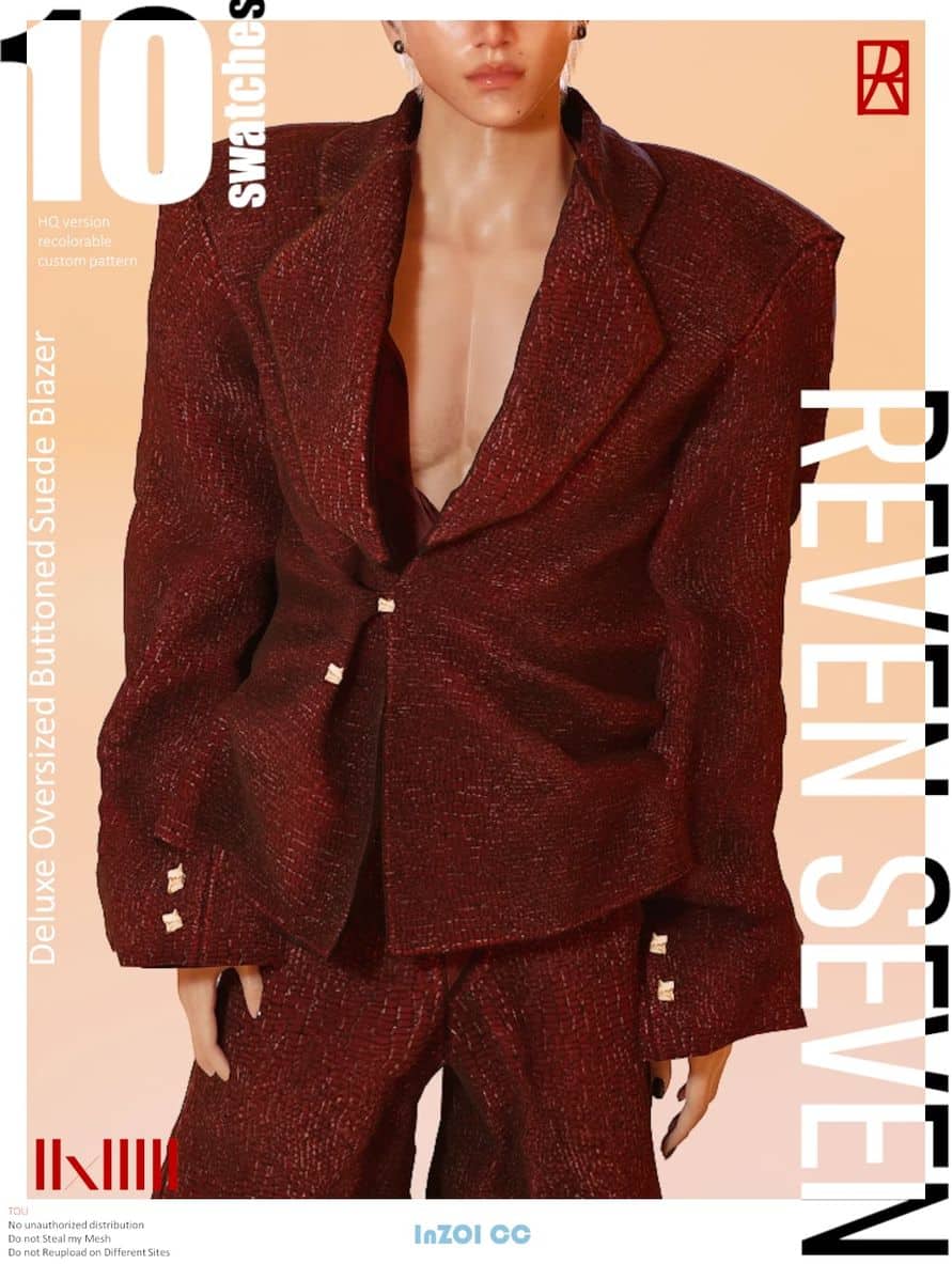 Deluxe Oversized Buttoned Suede Blazer v1